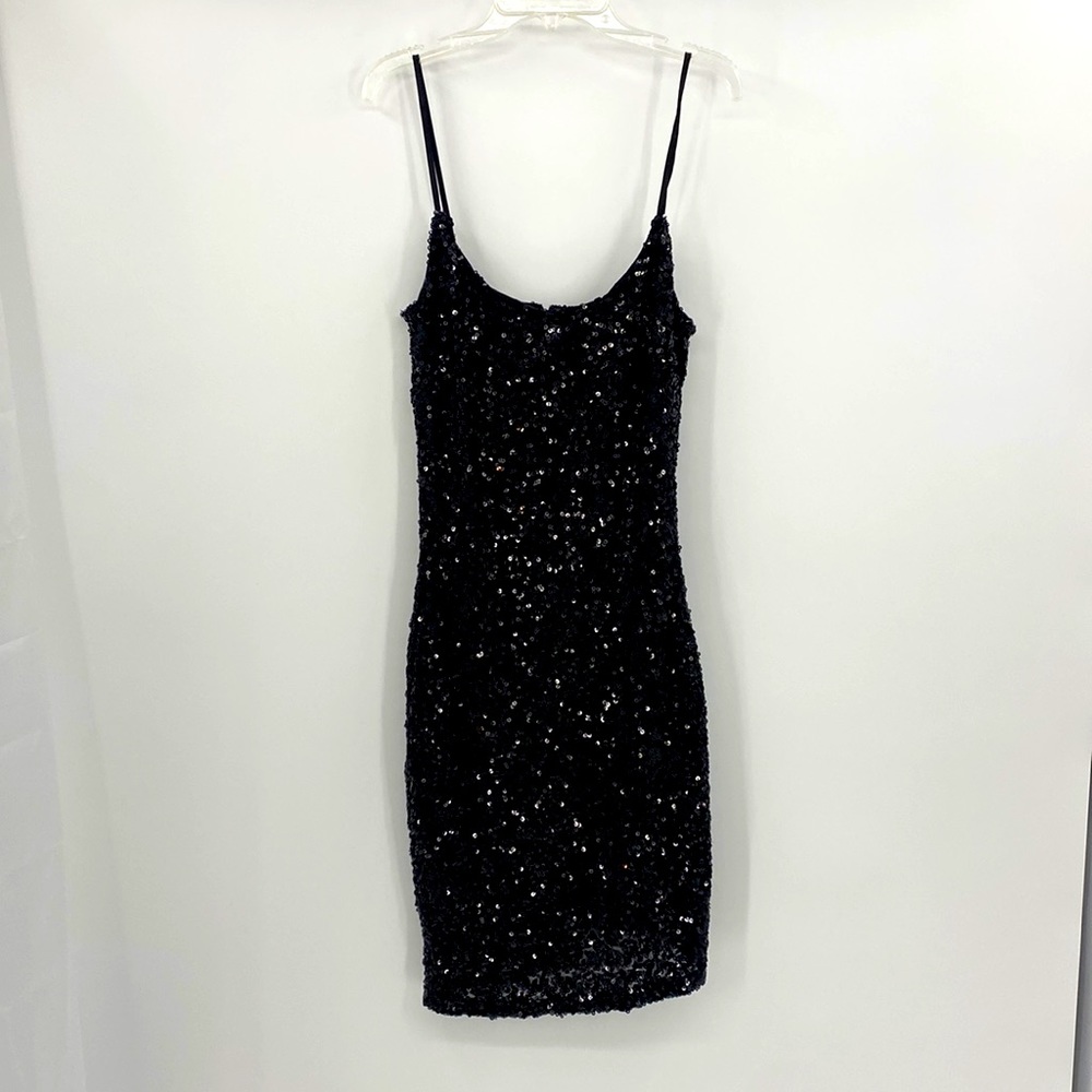 Guess Black Sequin Spaghetti Strap Dress